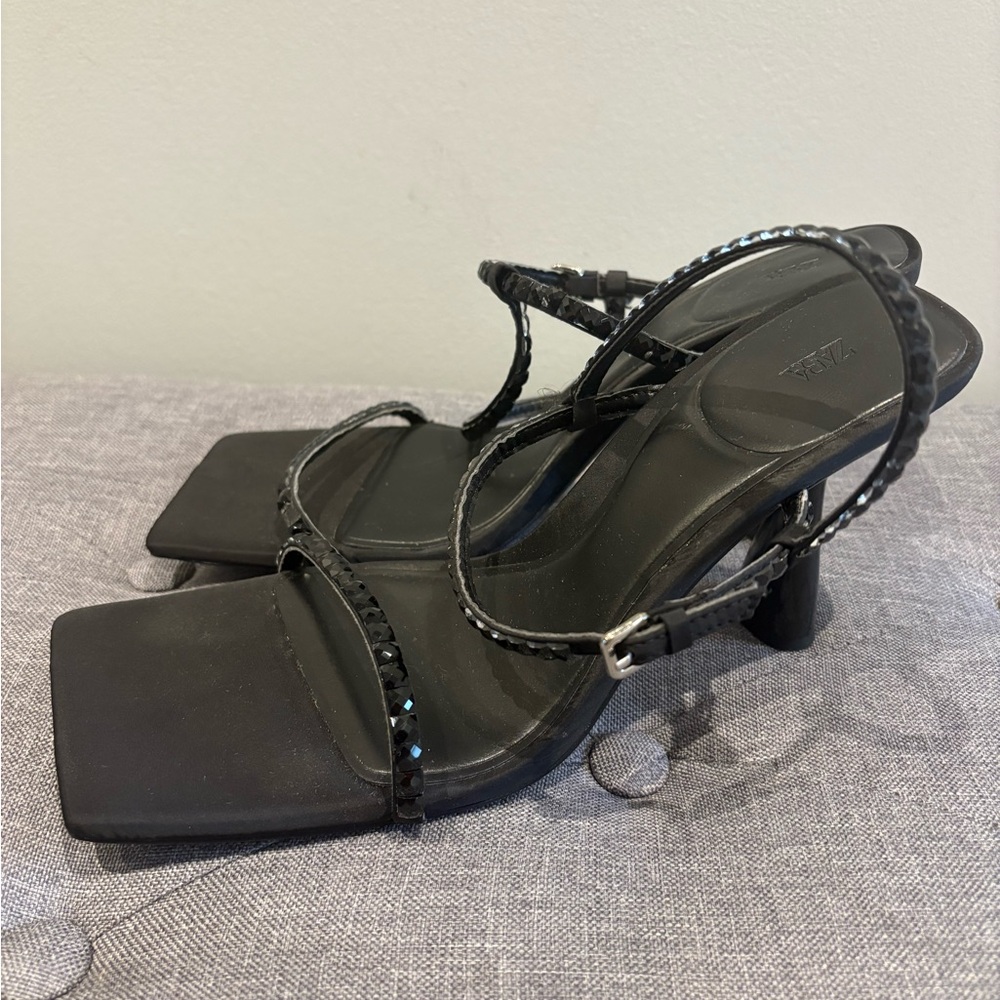 Zara Black Strap Heels